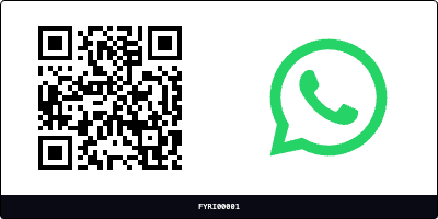 Printed TagChat QR label with WhatsApp icon and tag ID FYRI00001